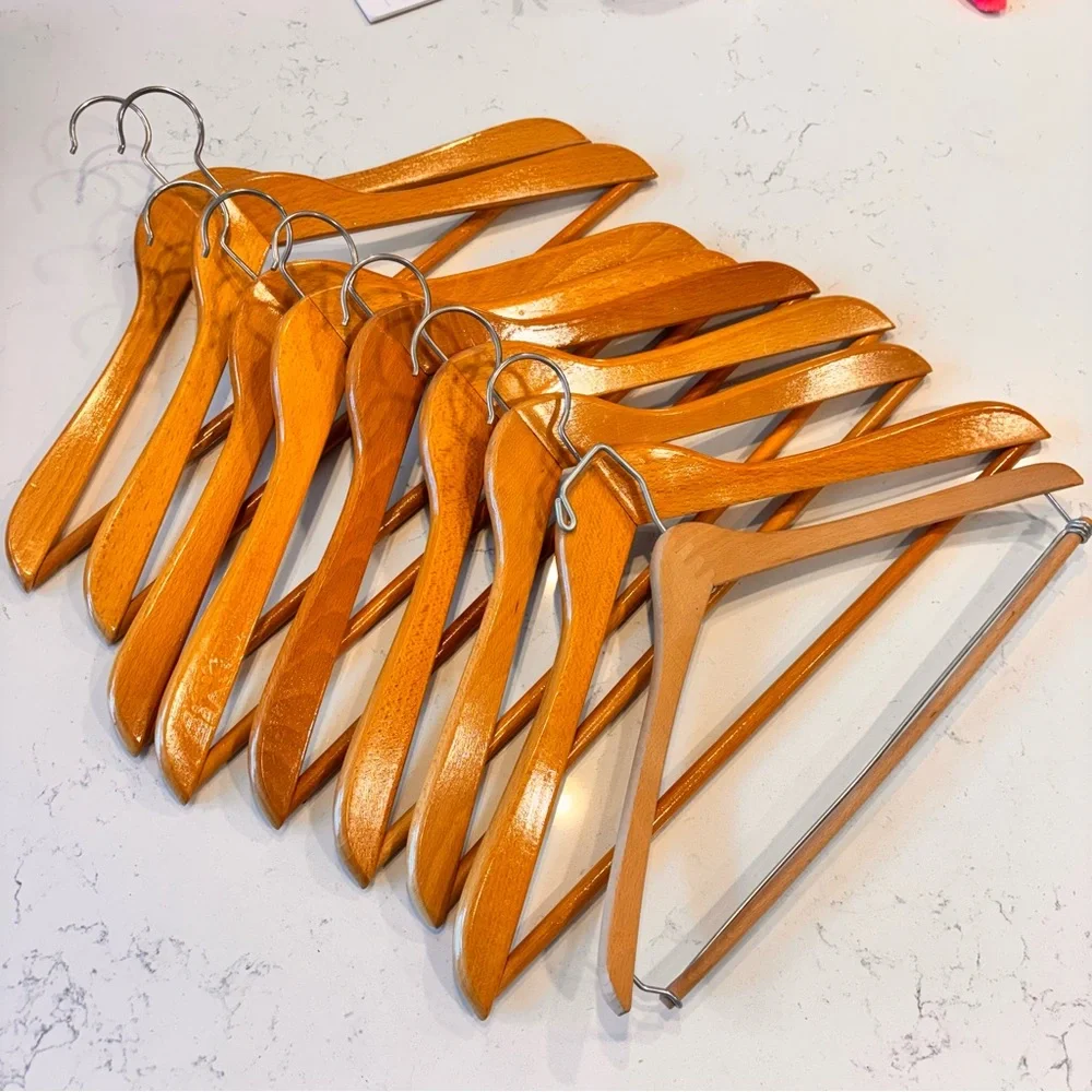 Set of 9 Vintage Wood Suit Hangers